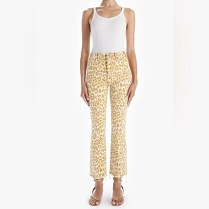 MOTHER The Hustler Ankle Fray Jeans – “Prowl” Leopard Print – Size 32